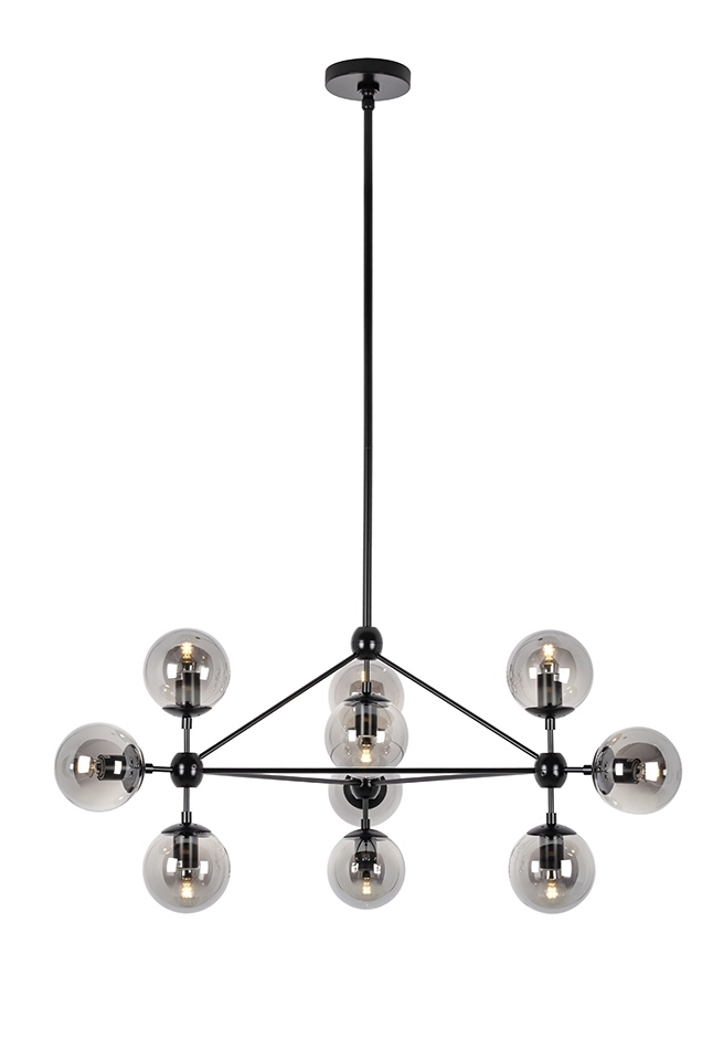Lampa wisząca PLANETARIO 10 czarna - klosze dymione - obrazek 3