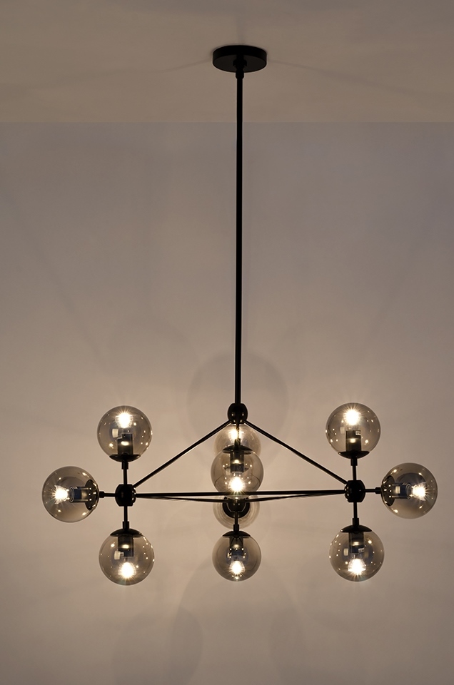Lampa wisząca PLANETARIO 10 czarna - klosze dymione - obrazek 4