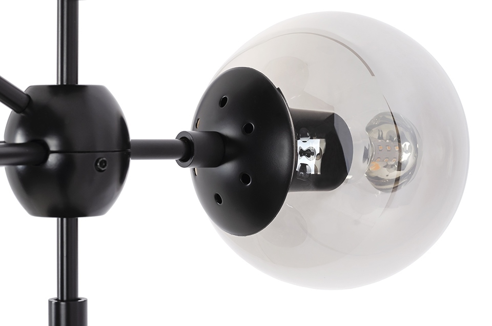 Lampa wisząca PLANETARIO 10 czarna - klosze dymione - obrazek 5