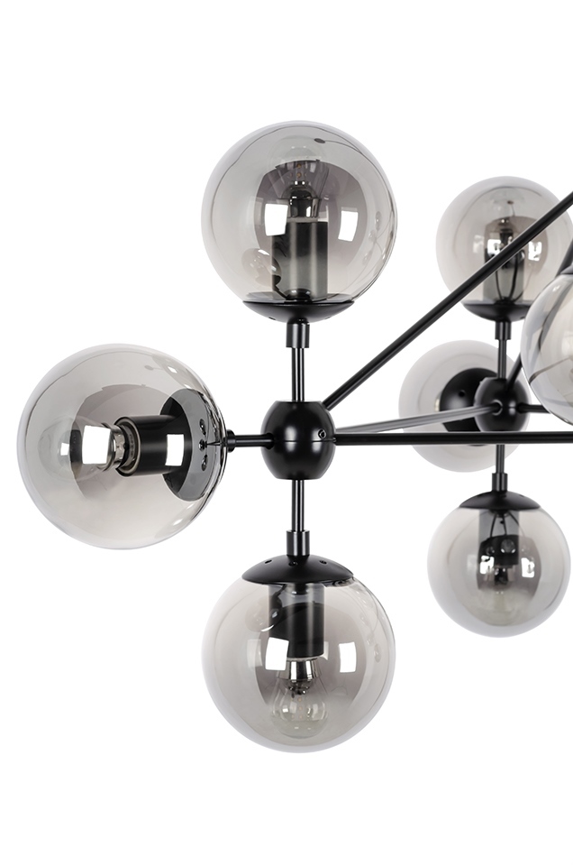Lampa wisząca PLANETARIO 10 czarna - klosze dymione - obrazek 6