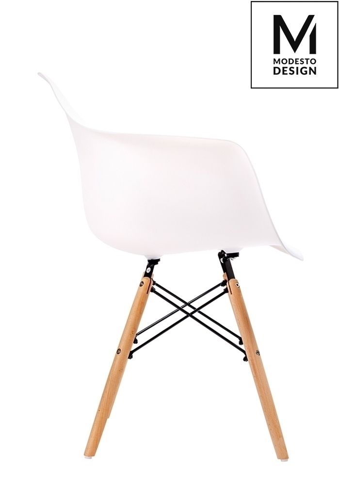 MODESTO fotel DAW DSW biały - polipropylen, nogi bukowe - obrazek 3