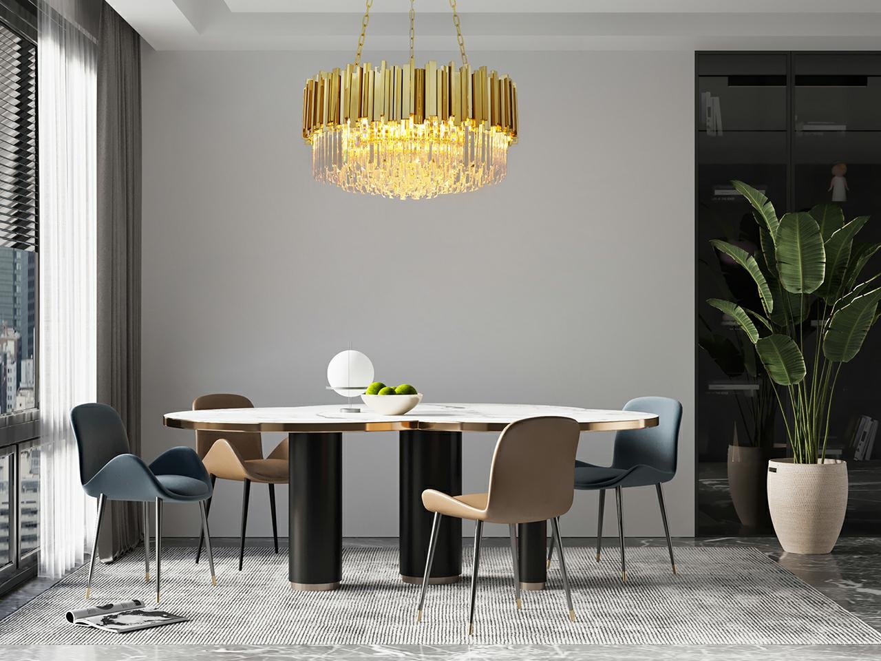 Lampa wisząca IMPERIAL GOLD 60 - stal, kryształ - obrazek 6