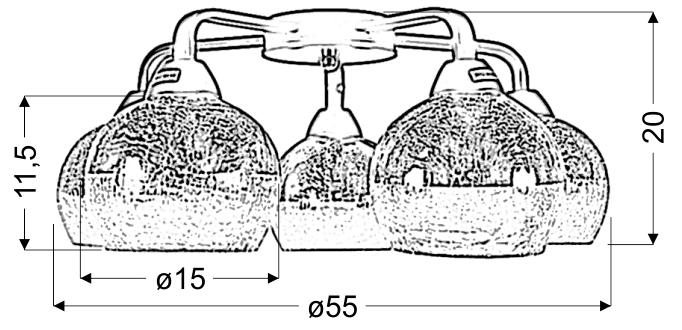 CROMINA LAMPA SUFITOWA 5X60W E27 CHROM - obrazek 3