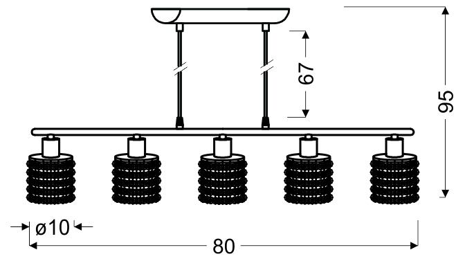 ROYAL LAMPA WISZĄCA 5X40W G9 CHROM+KRYSZTAŁKI CZARNE - obrazek 3