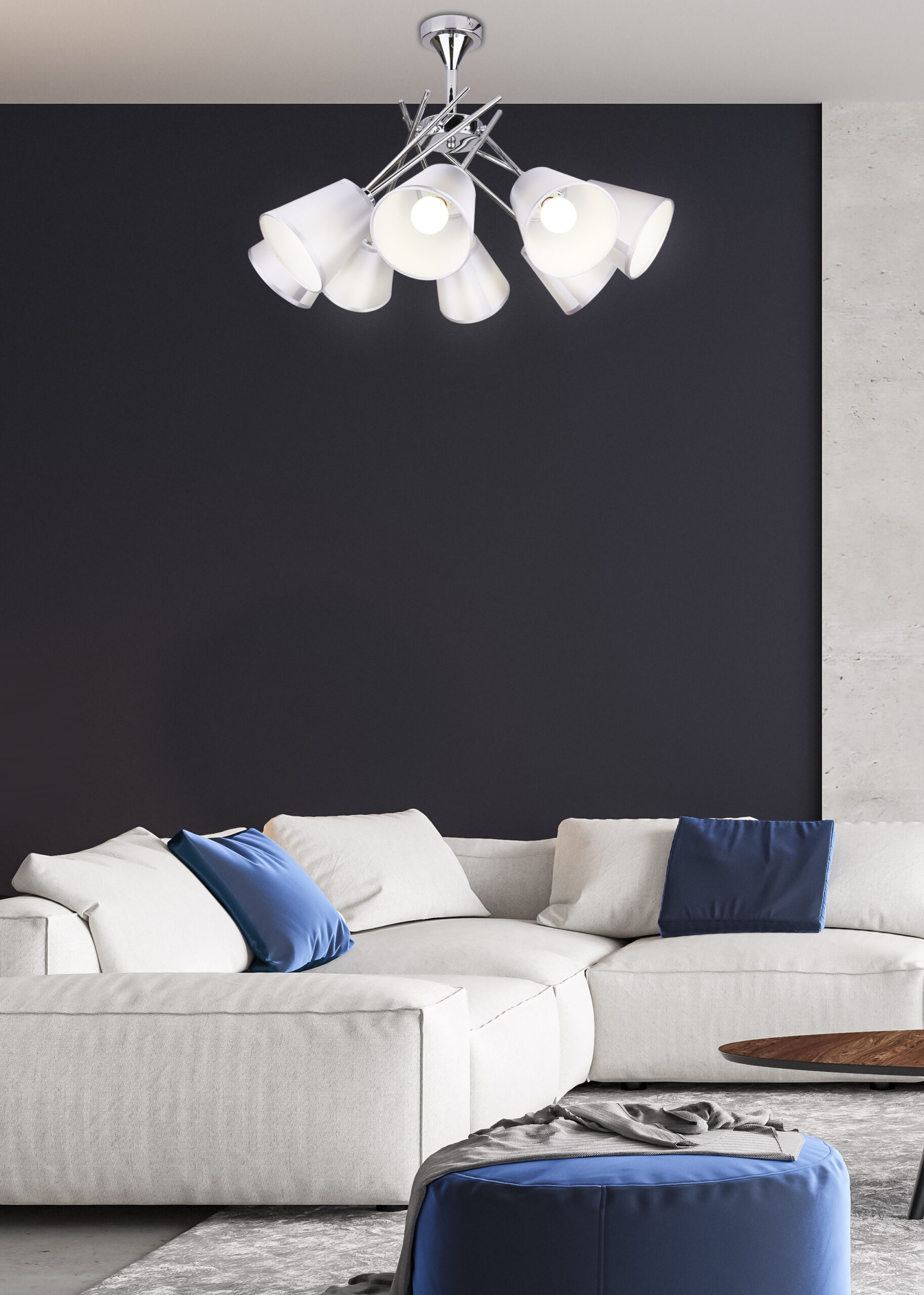 VOX LAMPA WISZĄCA 8X40W E14 CHROM Z ABAŻUREM - obrazek 3