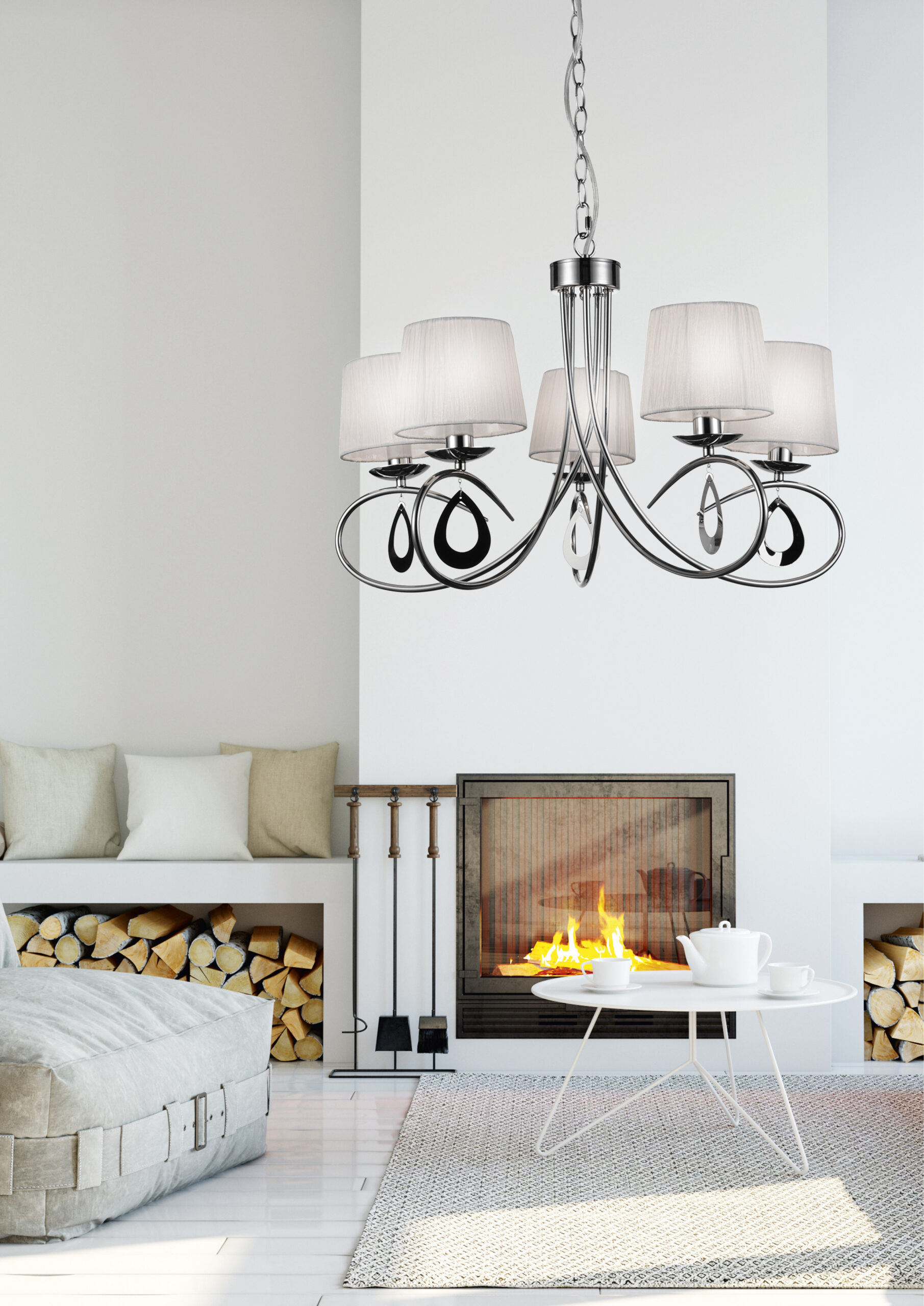 ARNIKA LAMPA WISZĄCA 5X40W E14 CHROM / BIAŁY - obrazek 3