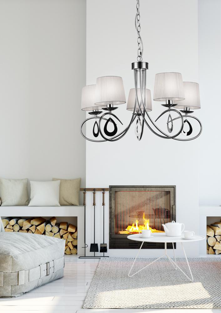 ARNIKA LAMPA WISZĄCA 5X40W E14 CHROM / BIAŁY - obrazek 4