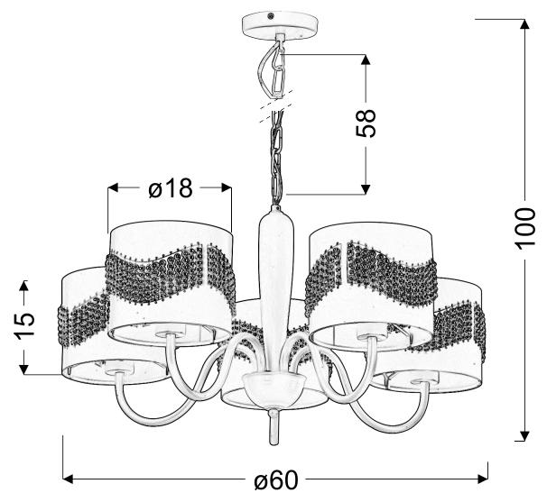 ANTONIO LAMPA WISZĄCA 5X60W E27 BIAŁY - obrazek 3