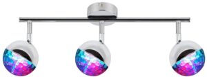 PARTY LAMPA SUFITOWA LISTWA 3X3W LED RGB GŁÓWKA OKRĄGŁA 1E Z PRZEGUBEM KD SYSTEM CHROM