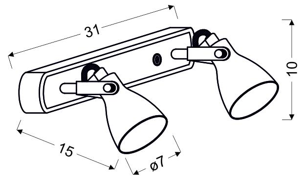 ASH LAMPA SUFITOWA LISTWA 2X40W GU10 SZARY MAT - obrazek 6