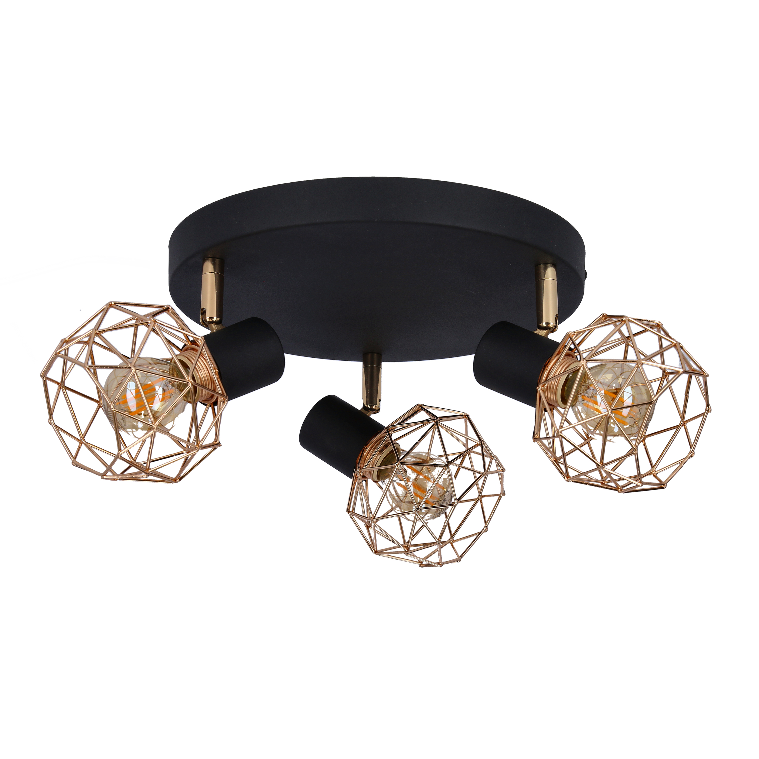 ACROBAT LAMPA SUFITOWA PLAFON 3X40W E14 CZARNY KLOSZ ZŁOTY - obrazek 4