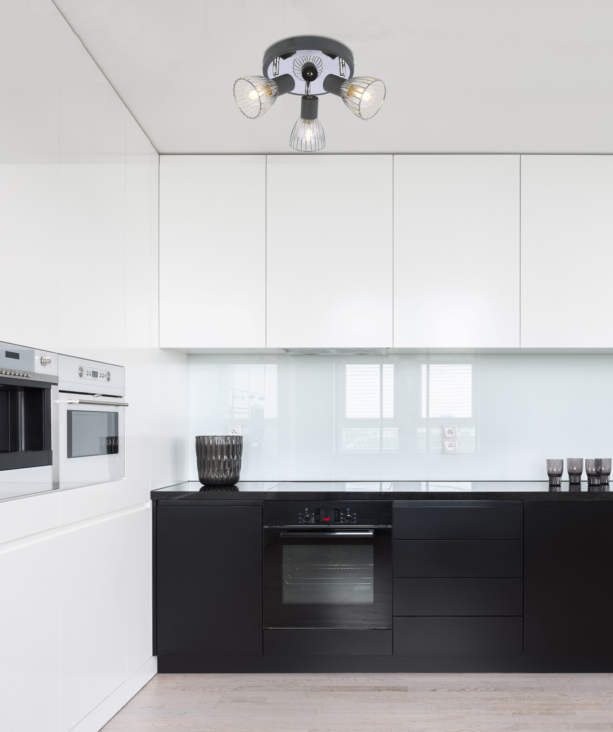 MODO LAMPA SUFITOWA PLAFON 3X40W E14 CZARNY+CHROM - obrazek 4