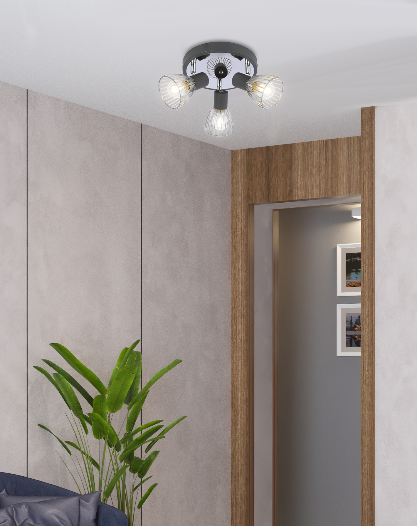 MODO LAMPA SUFITOWA PLAFON 3X40W E14 CZARNY+CHROM - obrazek 5