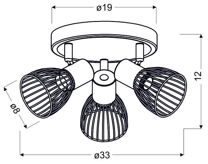 MODO LAMPA SUFITOWA PLAFON 3X40W E14 CZARNY+CHROM - obrazek 7