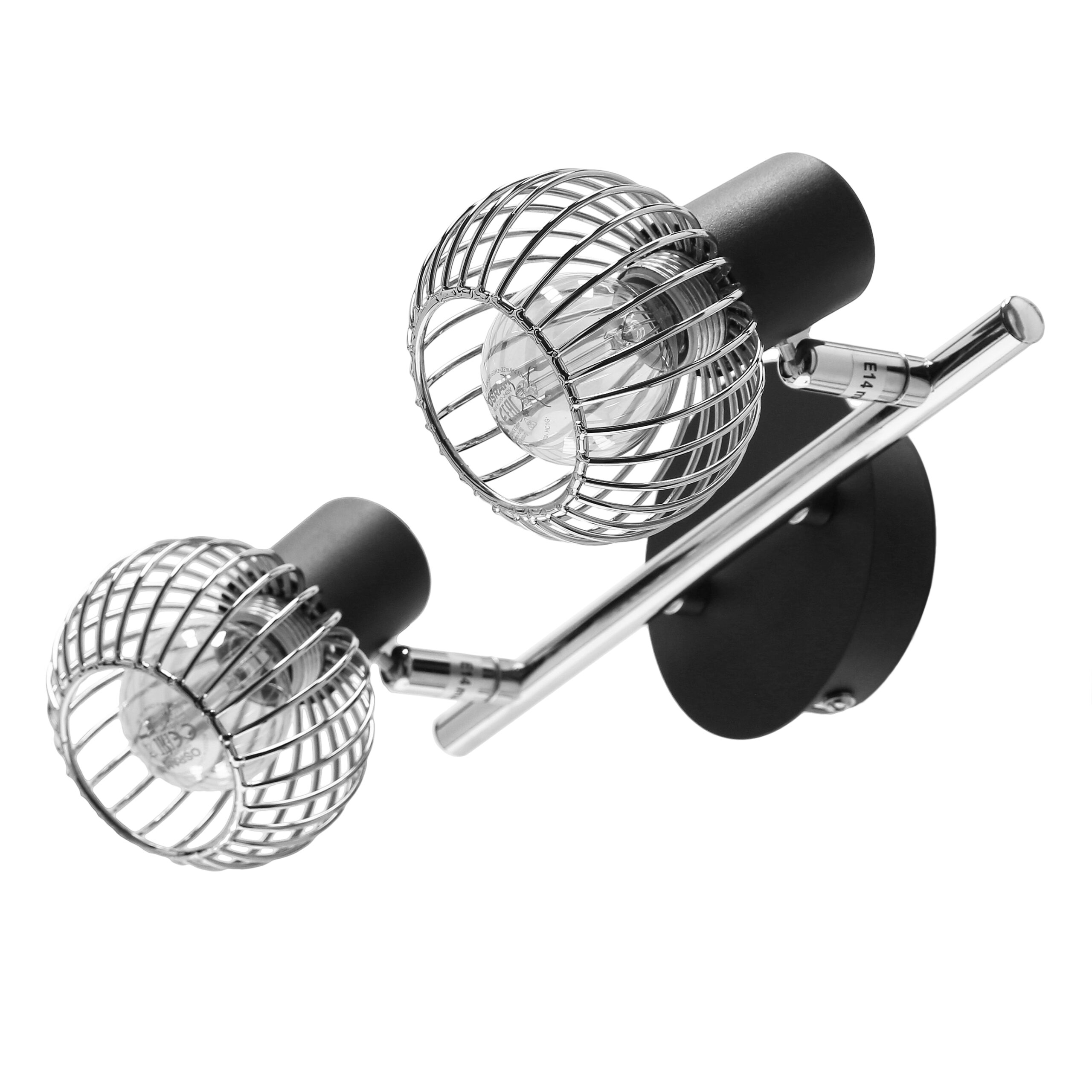 OSLO LAMPA SUFITOWA LISTWA 2X40W E14 CZARNY/CHROM - obrazek 3