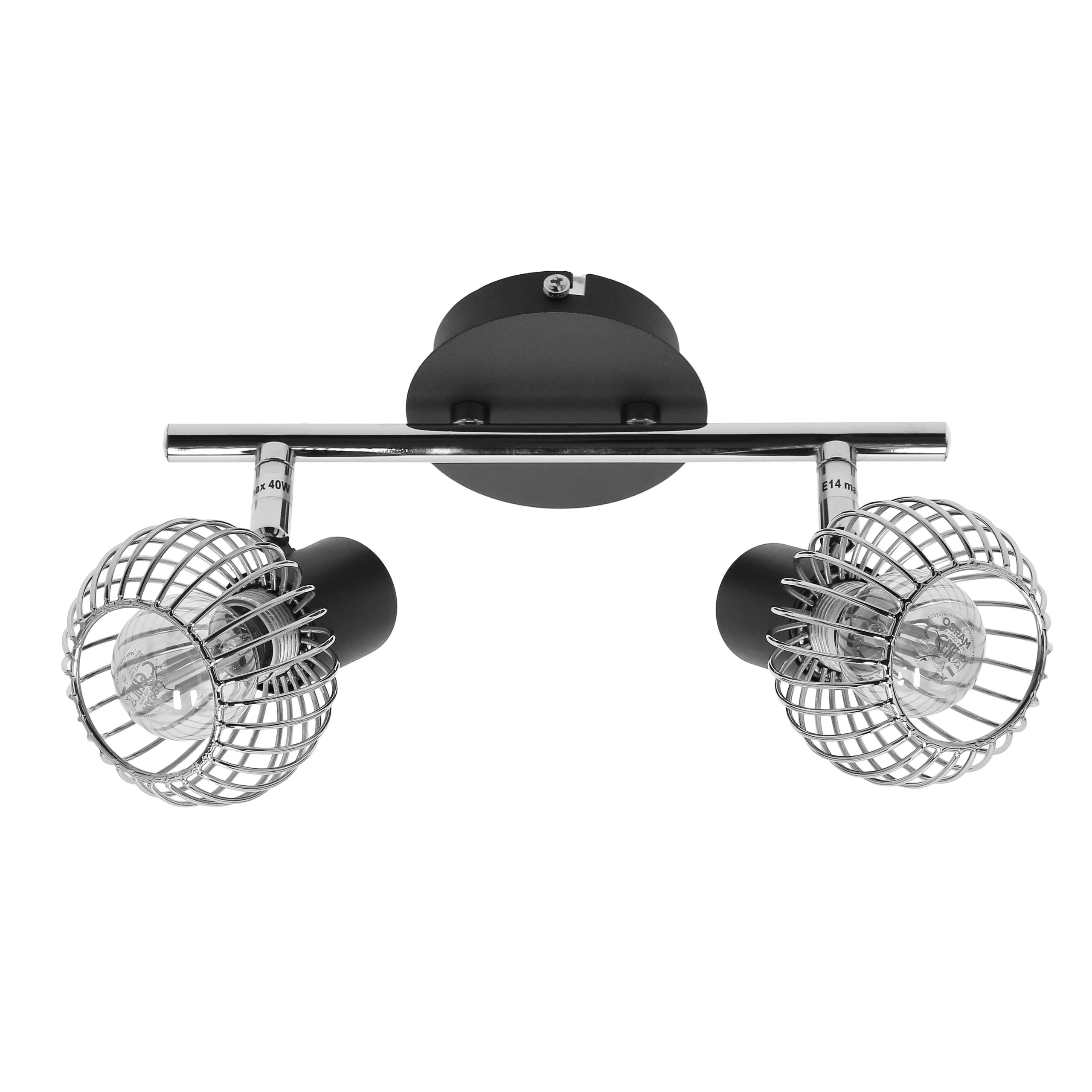 OSLO LAMPA SUFITOWA LISTWA 2X40W E14 CZARNY/CHROM - obrazek 6