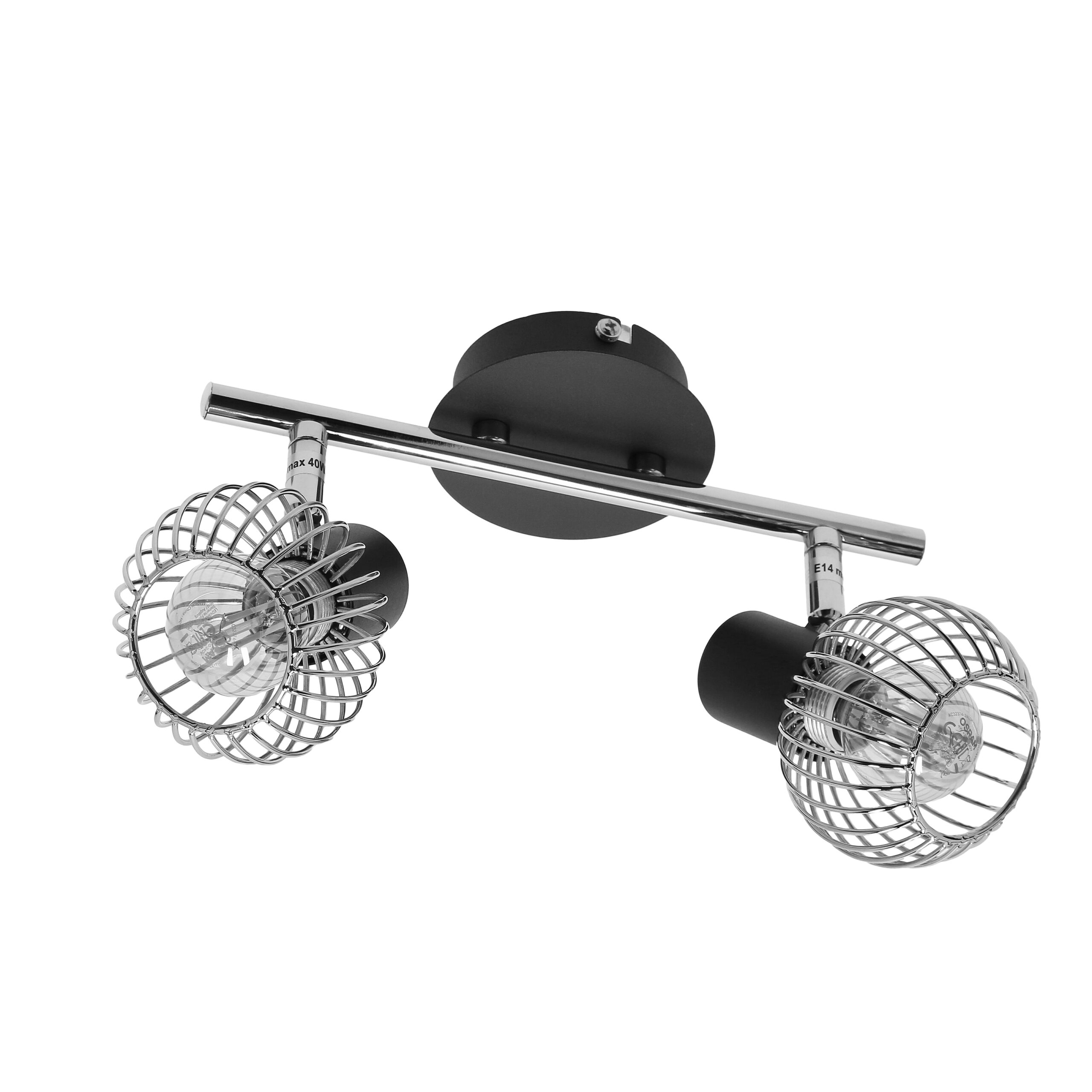 OSLO LAMPA SUFITOWA LISTWA 2X40W E14 CZARNY/CHROM - obrazek 7