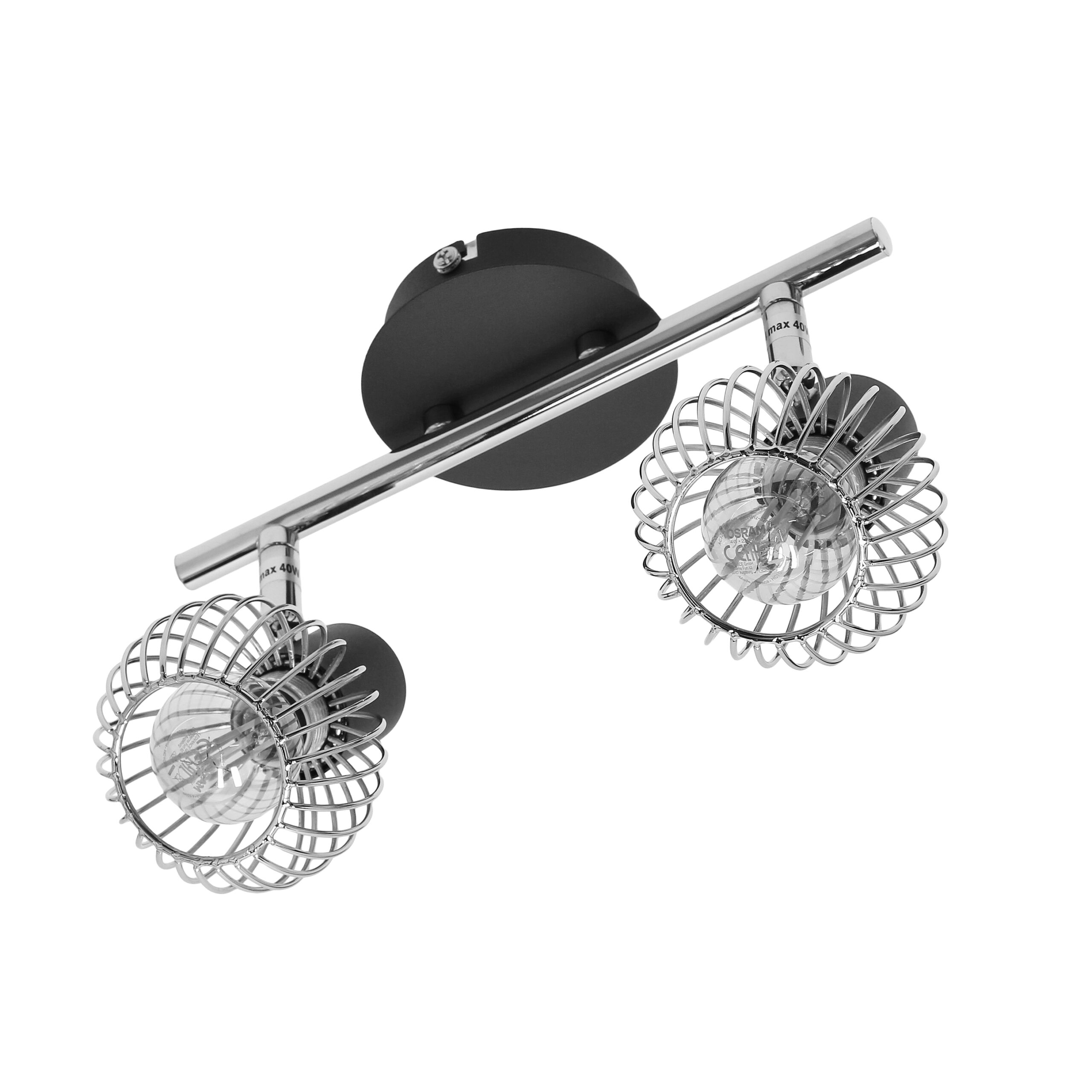 OSLO LAMPA SUFITOWA LISTWA 2X40W E14 CZARNY/CHROM - obrazek 11