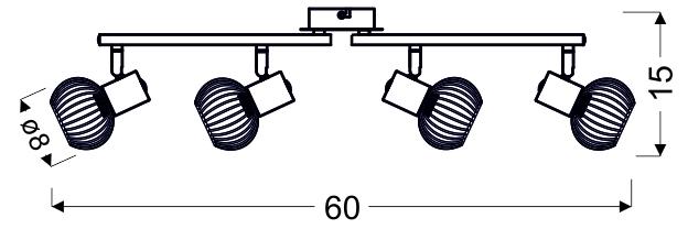 OSLO LAMPA SUFITOWA LISTWA 4X40W E14 BIAŁY/ZŁOTY - obrazek 6