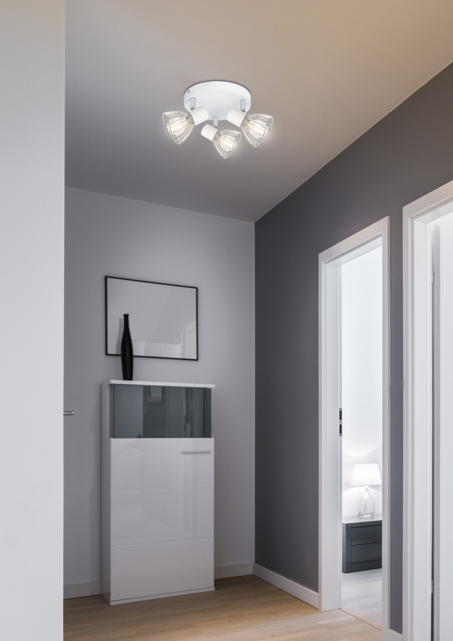 FLY LAMPA SUFITOWA PLAFON 3X40W E14 BIAŁY/CHROM - obrazek 3