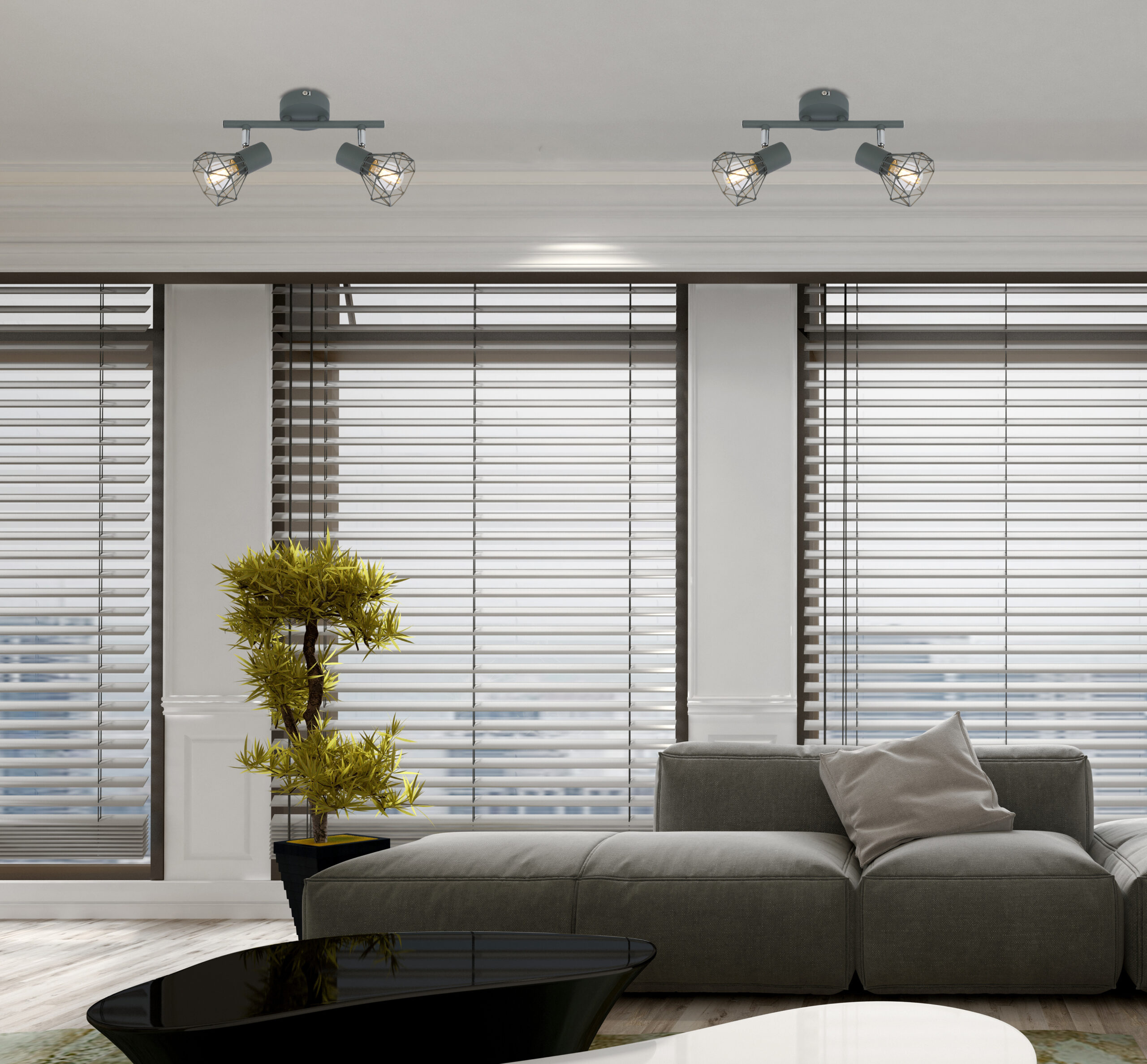 VERVE LAMPA SUFITOWA LISTWA 2X40W E14 MATOWY SZARY - obrazek 4