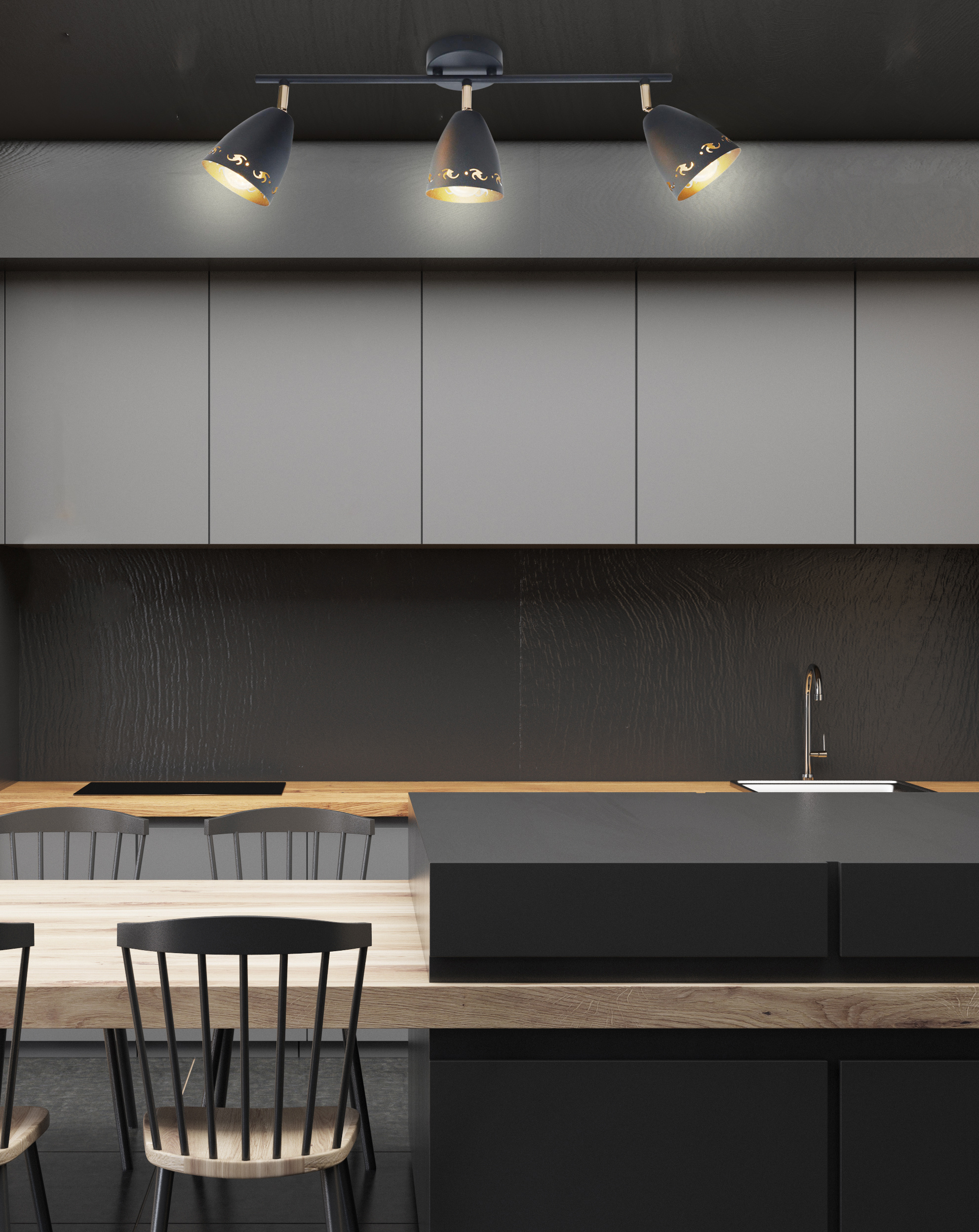 COTY LAMPA SUFITOWA LISTWA 3X40W E14 CZARNY - obrazek 9