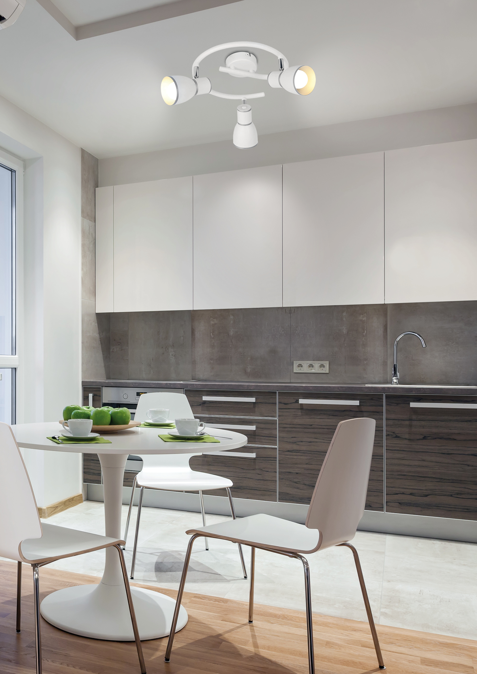 FIDO LAMPA SUFITOWA SPIRALA 3X40W E14 BIAŁY+CHROM - obrazek 3