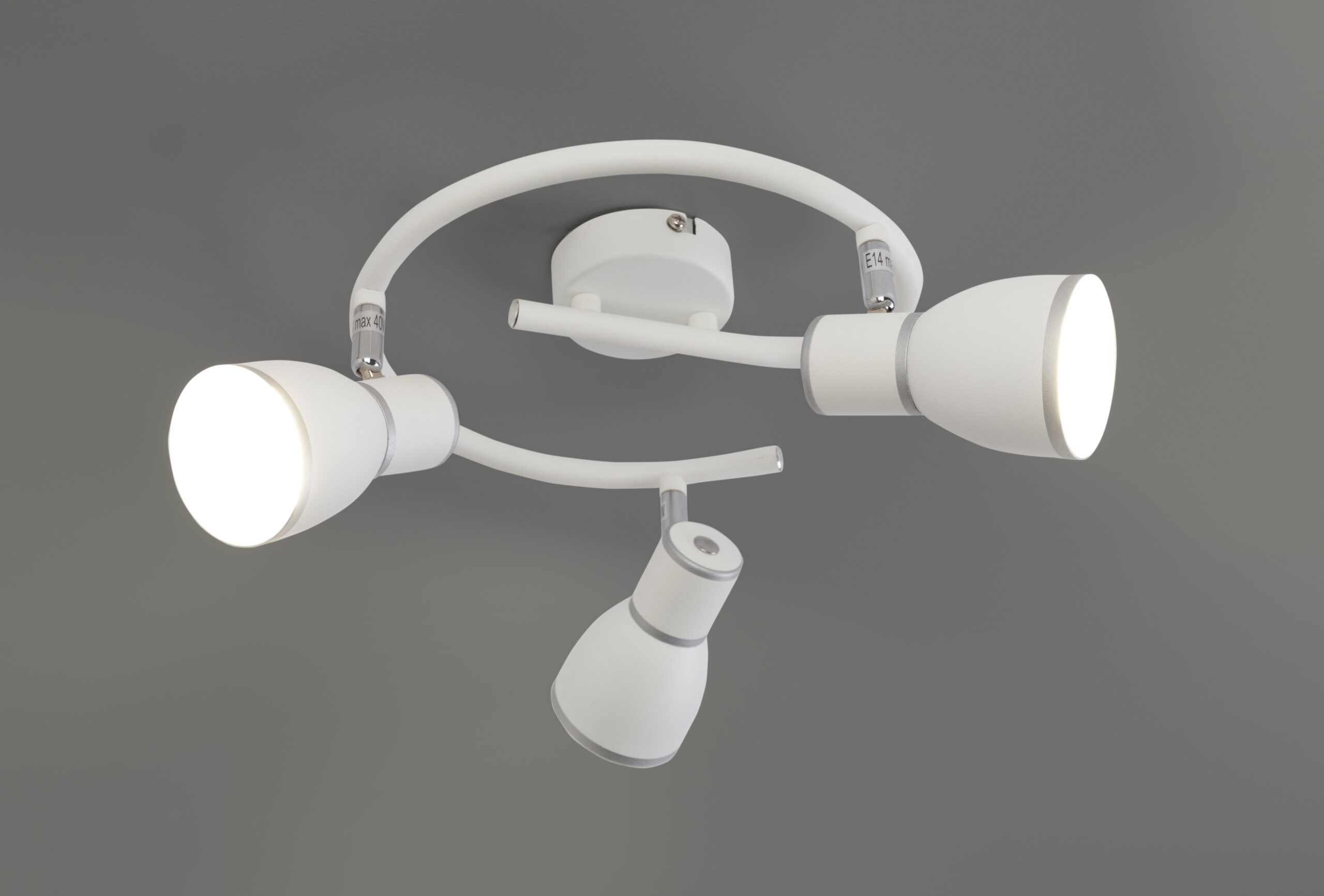 FIDO LAMPA SUFITOWA SPIRALA 3X40W E14 BIAŁY+CHROM - obrazek 5