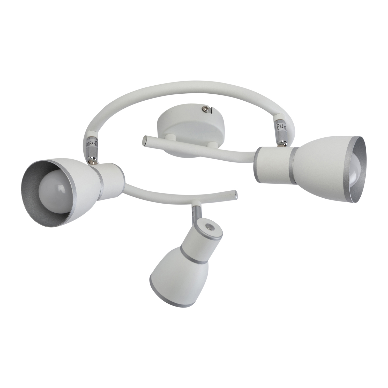 FIDO LAMPA SUFITOWA SPIRALA 3X40W E14 BIAŁY+CHROM - obrazek 7