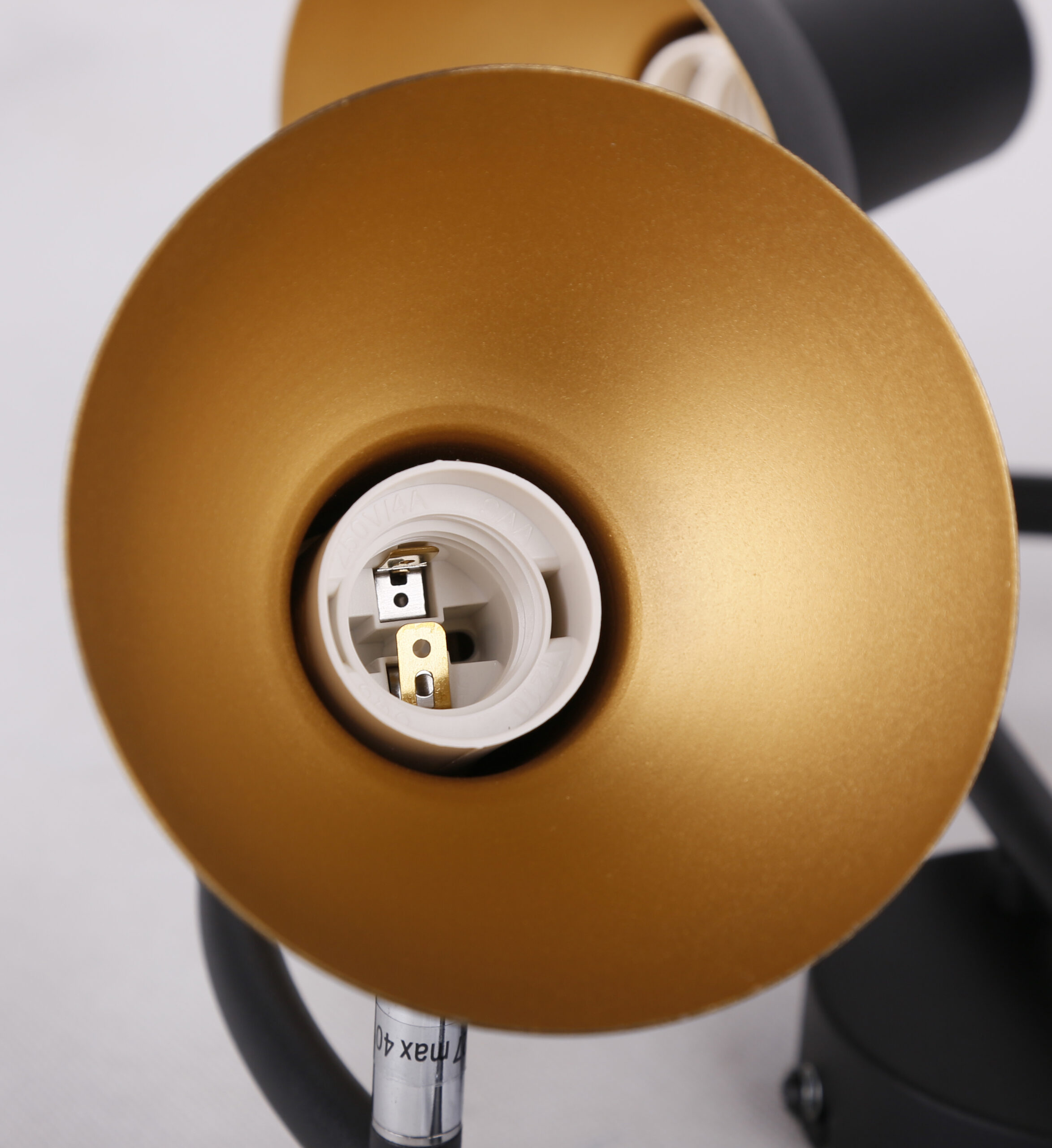 DISO LAMPA SUFITOWA SPIRALA 3X40W E27 CZARNY+ZLOTO - obrazek 4