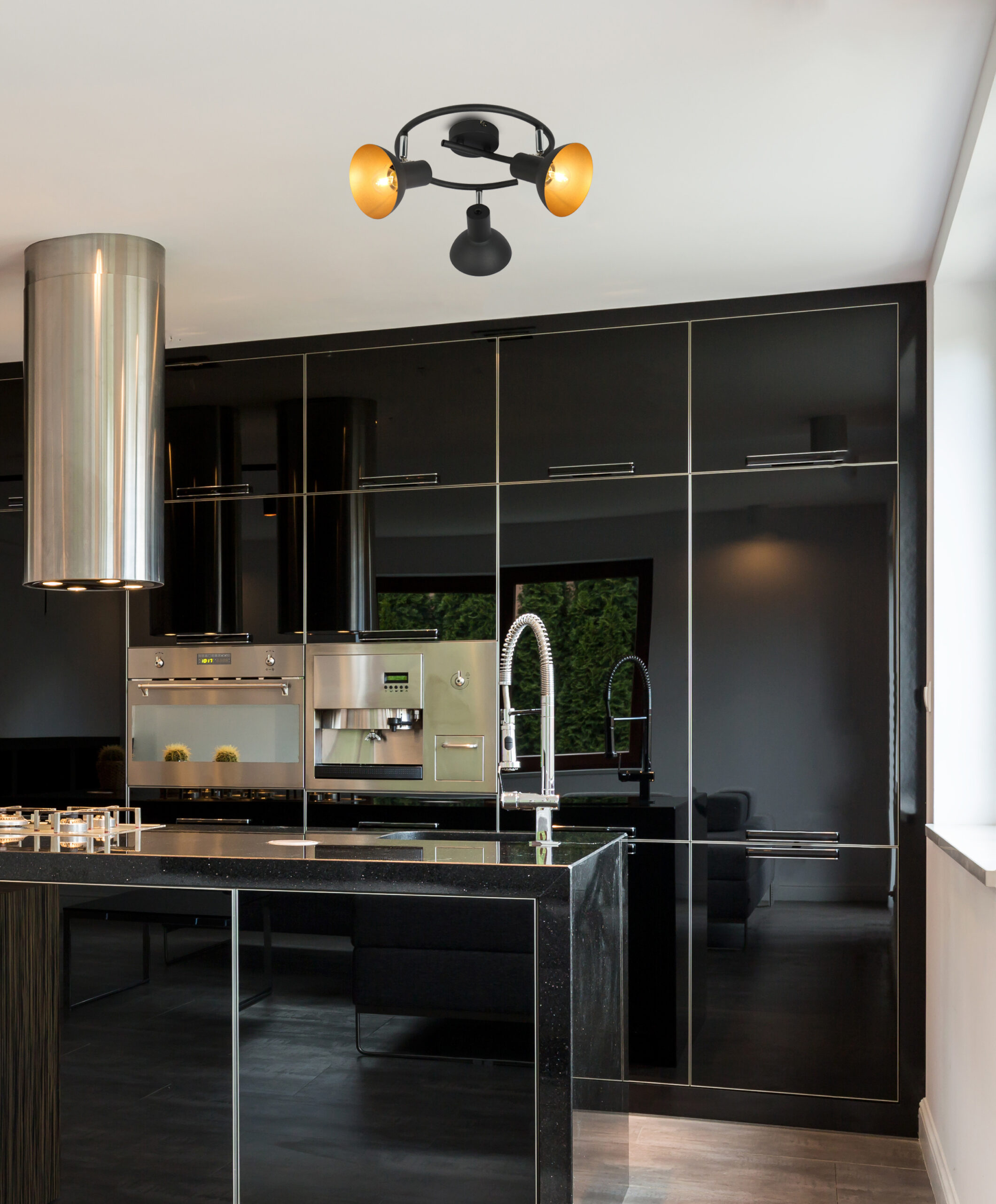 DISO LAMPA SUFITOWA SPIRALA 3X40W E27 CZARNY+ZLOTO - obrazek 6