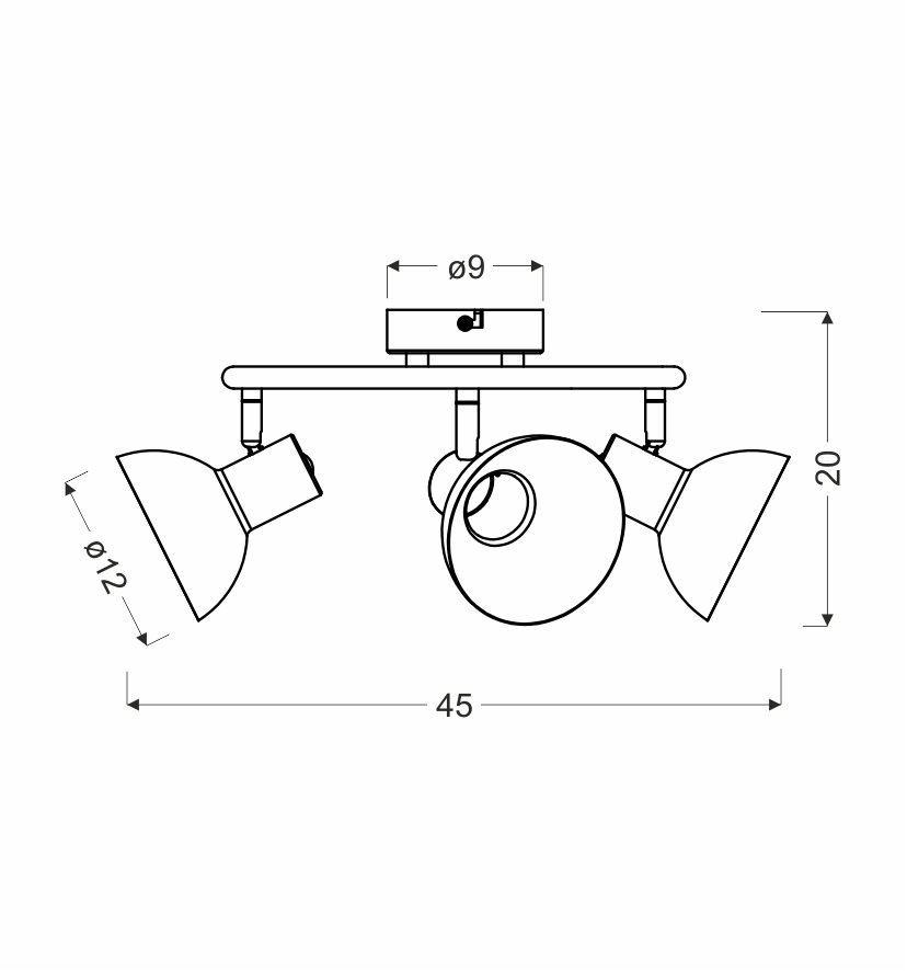 DISO LAMPA SUFITOWA SPIRALA 3X40W E27 CZARNY+ZLOTO - obrazek 8