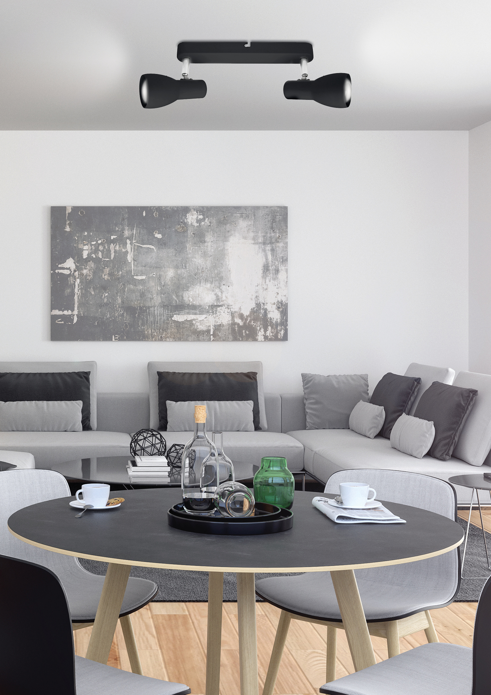 PICARDO LAMPA SUFITOWA LISTWA 2X40W E14 CZARNY MATOWY - obrazek 3