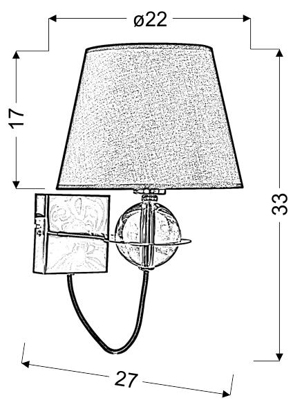 TESORO LAMPA KINKIET 1X40W E14 KREMOWY JASNY - obrazek 3