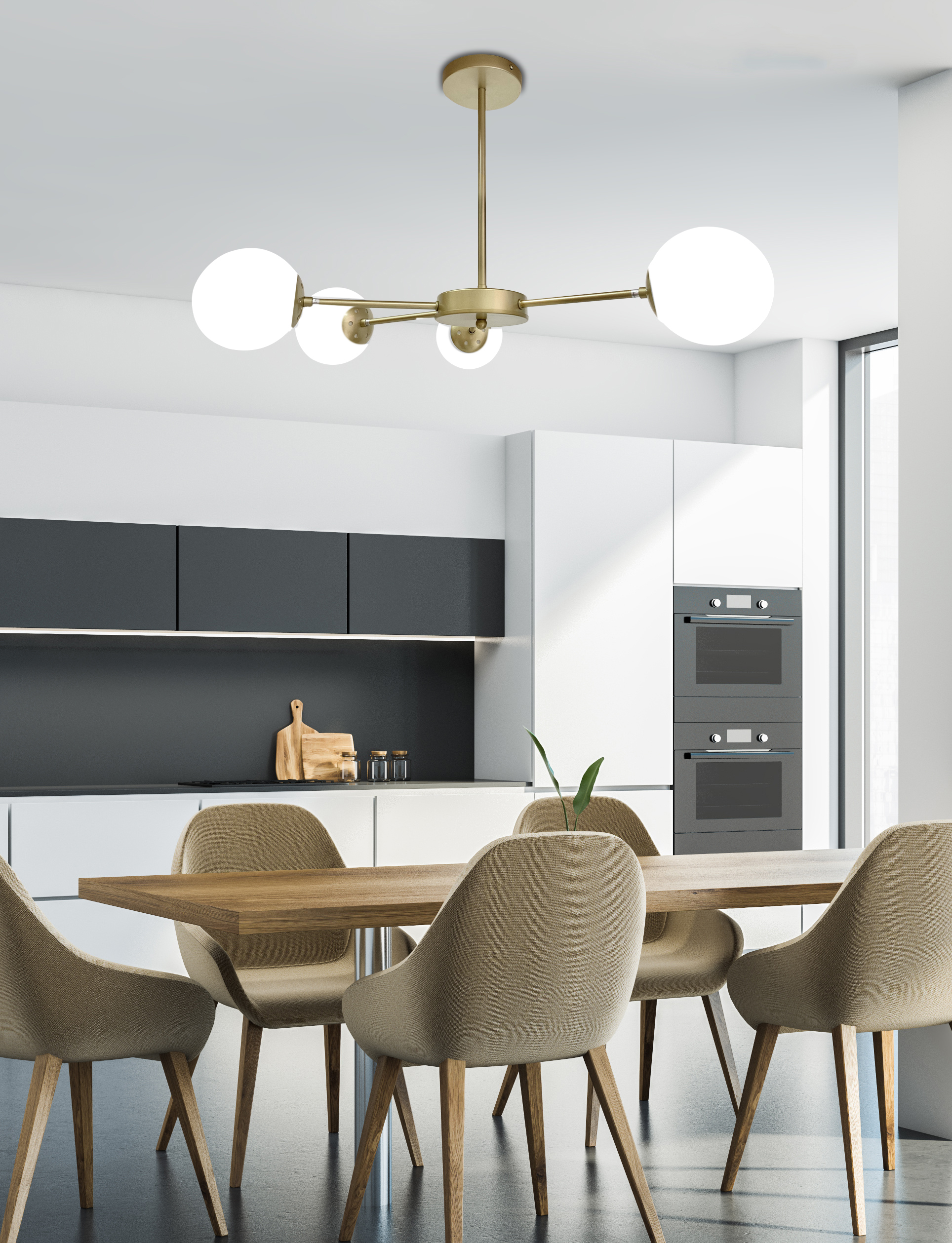 Mati lampa wisząca mosiądz 4x20w g9 klosz biały - obrazek 7