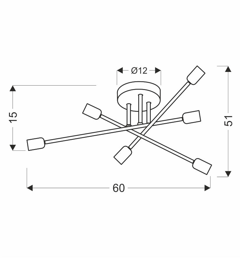 Crespilo lampa sufitowa czarny 6x40w e27 - obrazek 8