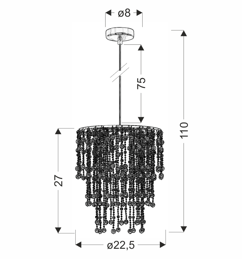 RONI LAMPA WISZĄCA 1X60W E27 ABAŻUR CHROMOWY - obrazek 12