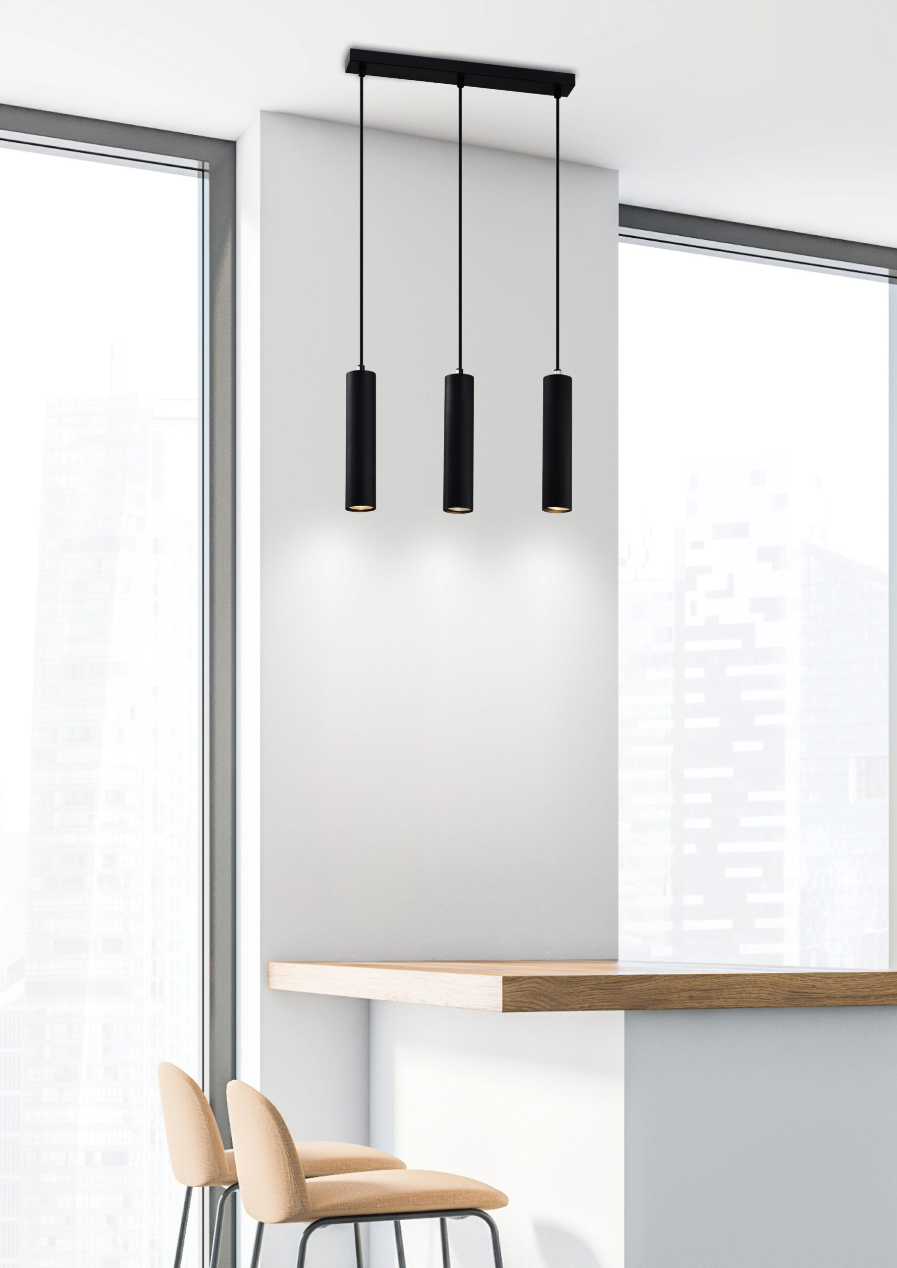 Tubo lampa wisząca czarny 3x25w gu10 klosz 25cm czarny - obrazek 3