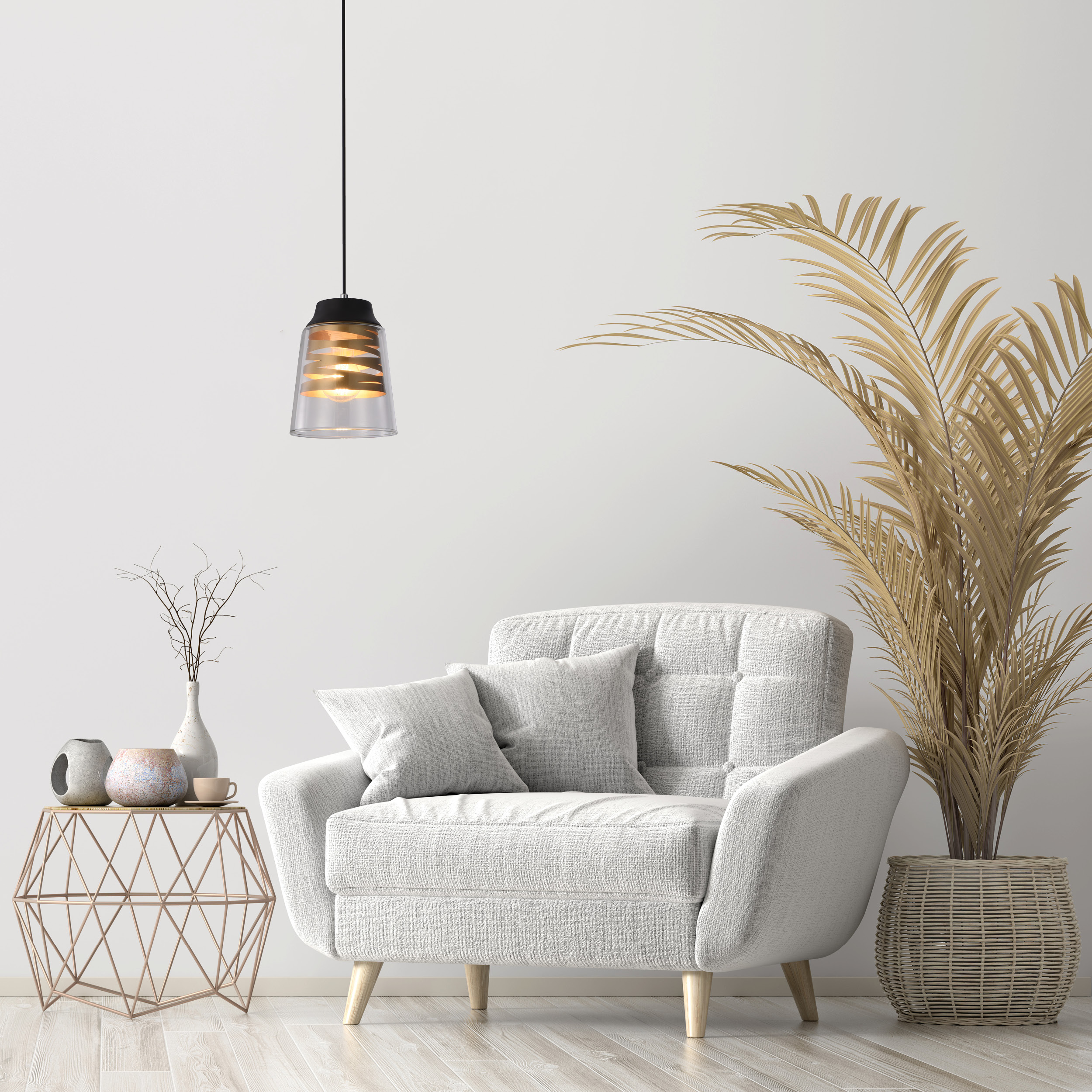 FRESNO LAMPA WISZĄCA CZARNY 1X60W E27 KLOSZ BEZBARWNY - obrazek 3