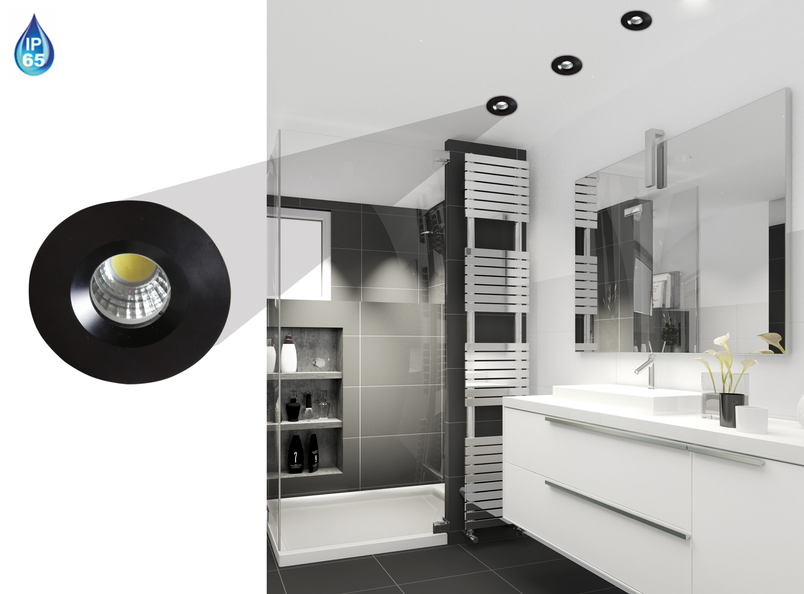 SH-14 BK 3W LED 230V CZARNY oczko sufitowe lampa sufitowa HERMETYCZNA IP65 odporna na wilgoć - obrazek 3