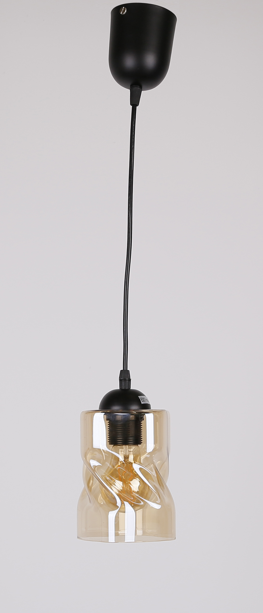 Felis lampa wisząca czarny 1x60w e27 klosz bursztynowy - obrazek 3