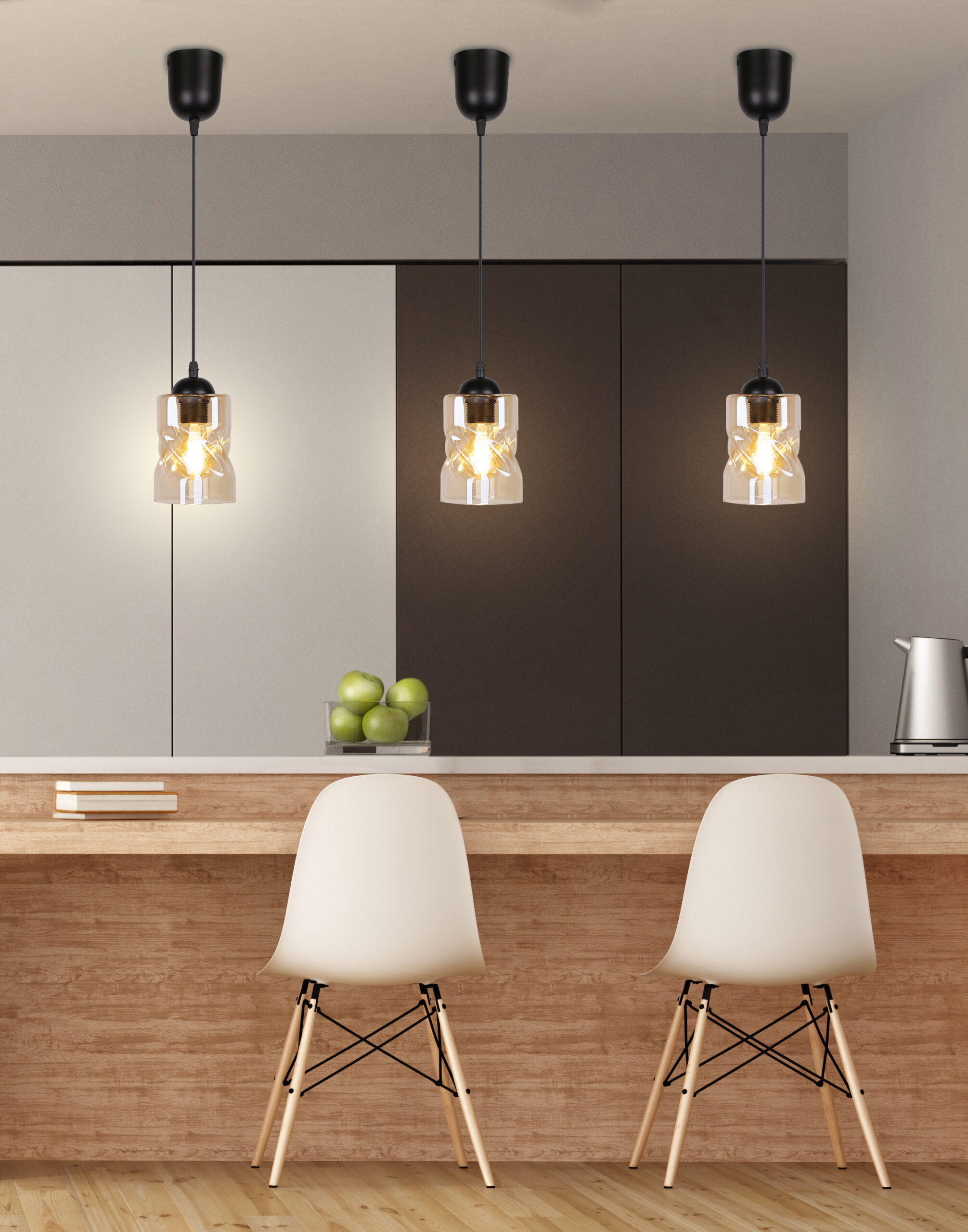 Felis lampa wisząca czarny 1x60w e27 klosz bursztynowy - obrazek 8