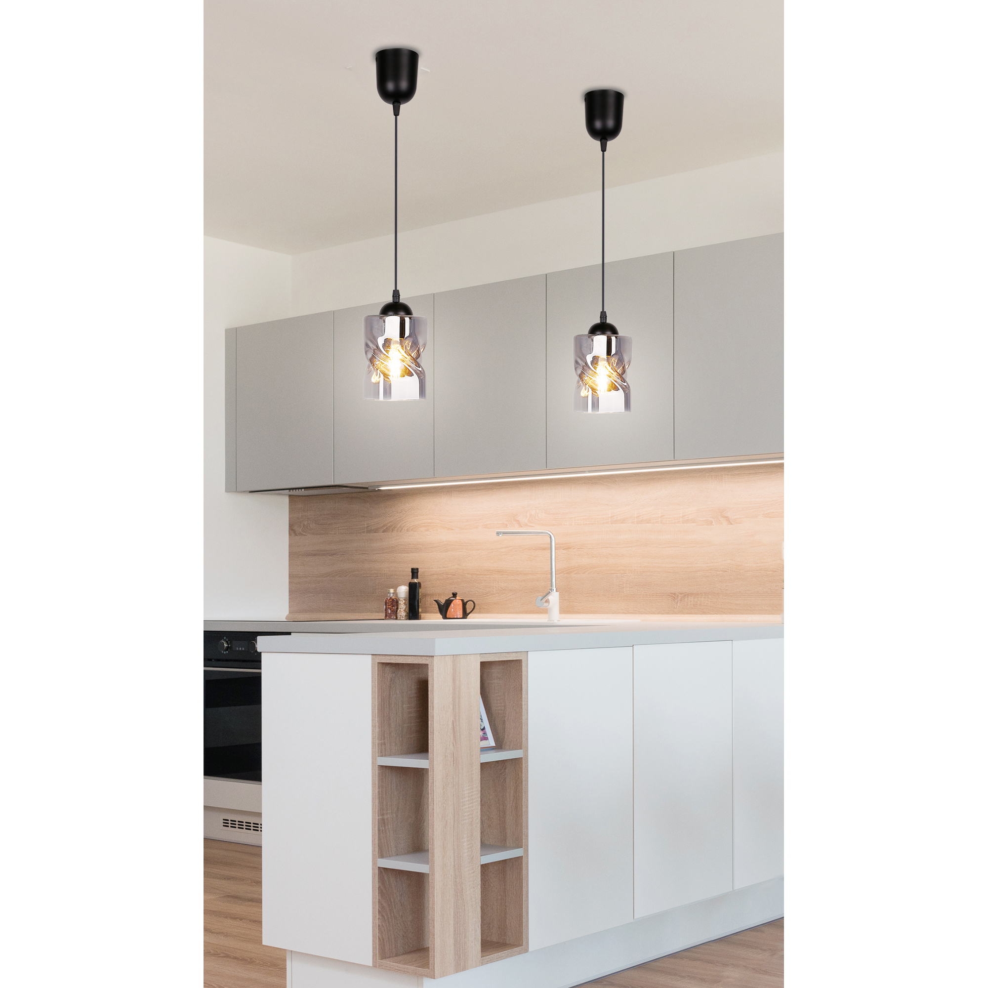Felis lampa wisząca czarny 1x60w e27 klosz dymiony - obrazek 3