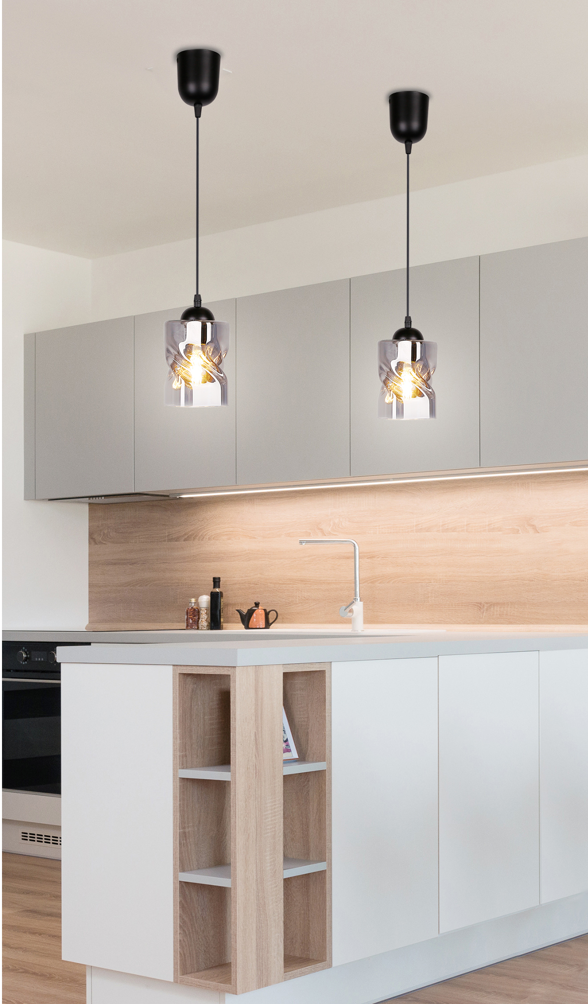 Felis lampa wisząca czarny 1x60w e27 klosz dymiony - obrazek 9