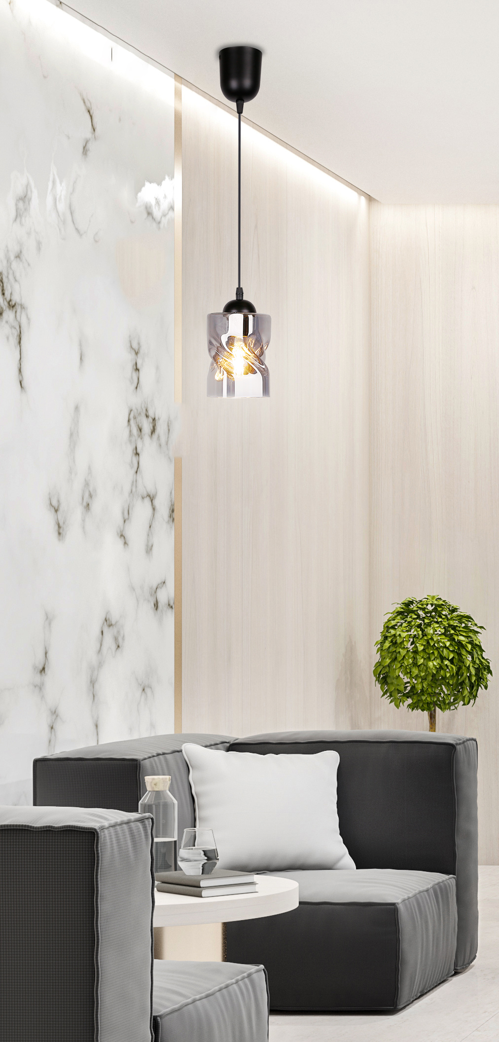 Felis lampa wisząca czarny 1x60w e27 klosz dymiony - obrazek 11