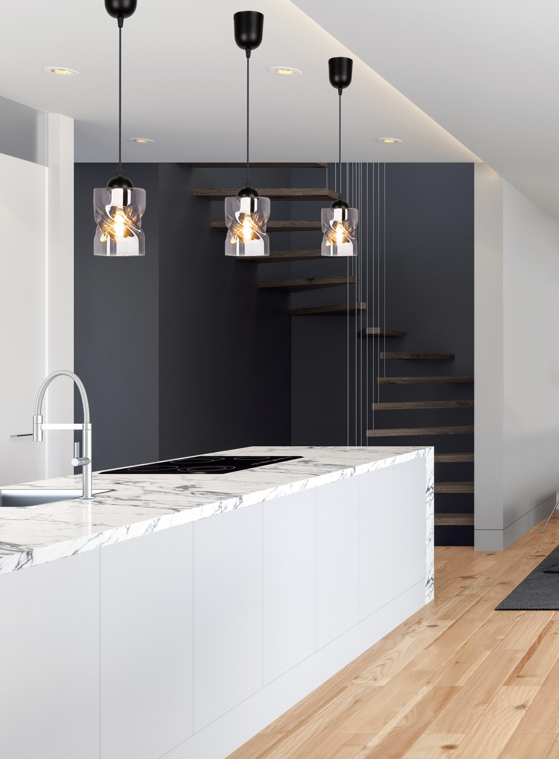 Felis lampa wisząca czarny 1x60w e27 klosz dymiony - obrazek 12