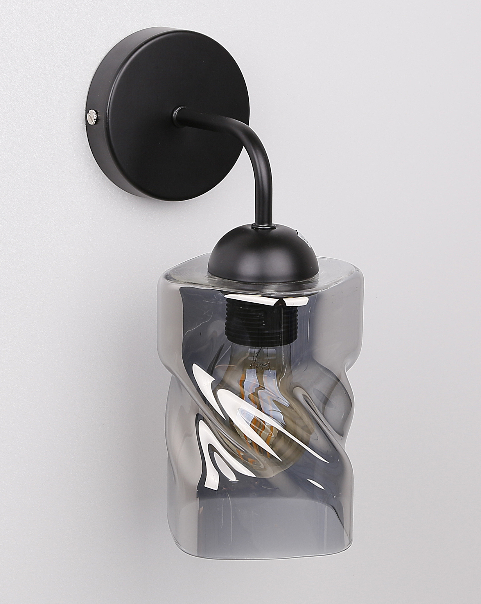 Felis lampa kinkiet czarny 1x60w e27 klosz dymiony - obrazek 5