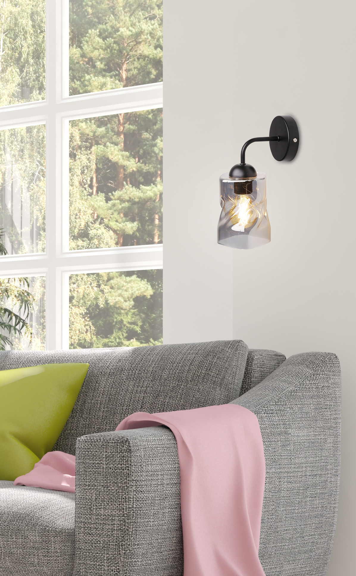 Felis lampa kinkiet czarny 1x60w e27 klosz dymiony - obrazek 8