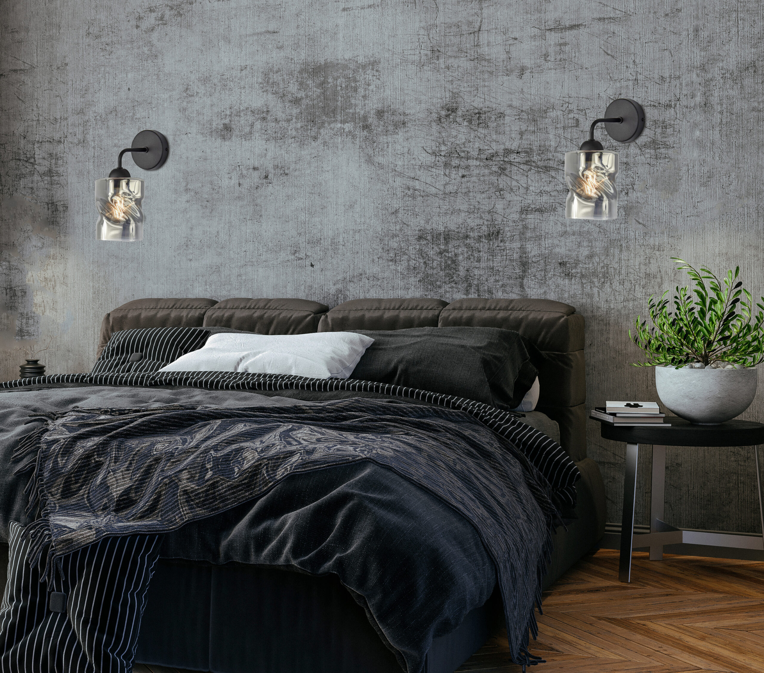 Felis lampa kinkiet czarny 1x60w e27 klosz dymiony - obrazek 9