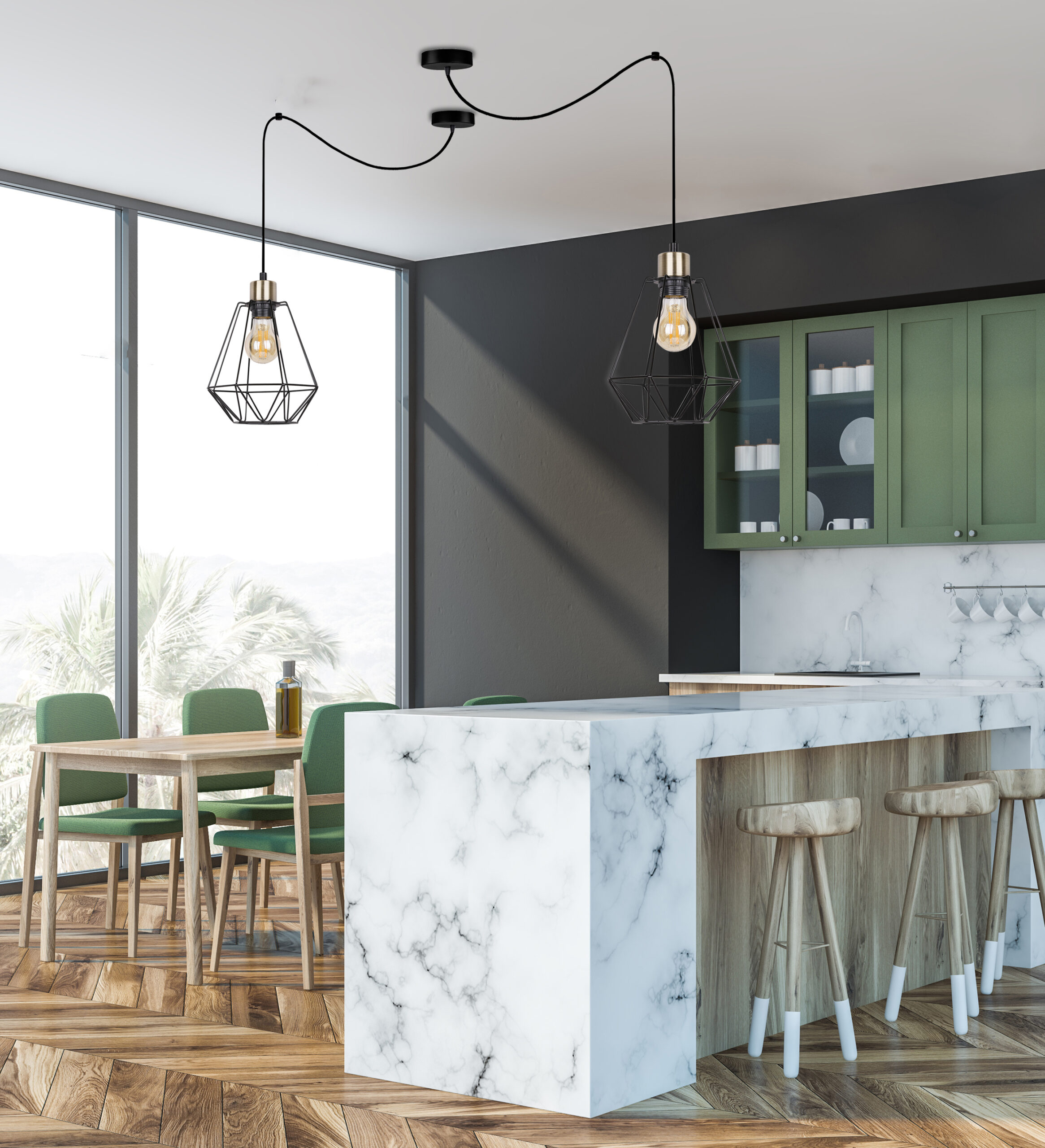 PRIMO P LAMPA WISZĄCA CZARNY+PATYNA 1X60W E27 KLOSZ CZARNY - obrazek 3